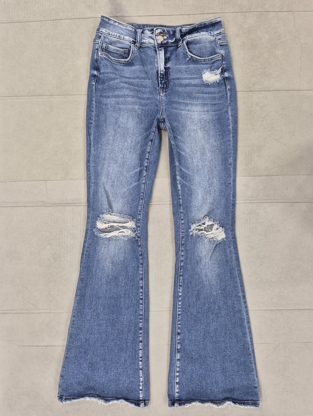 Mica Los Angeles jeans women's 30 flare stretchy distressed ripped high rise
